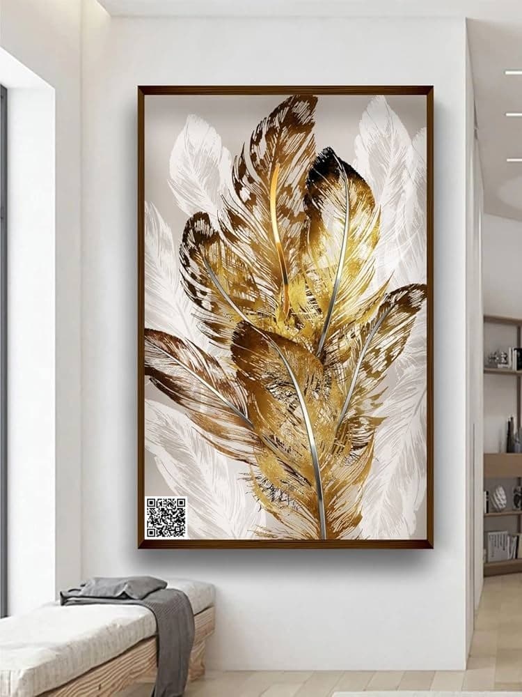 Handcrafted gold-leaf feather piece
