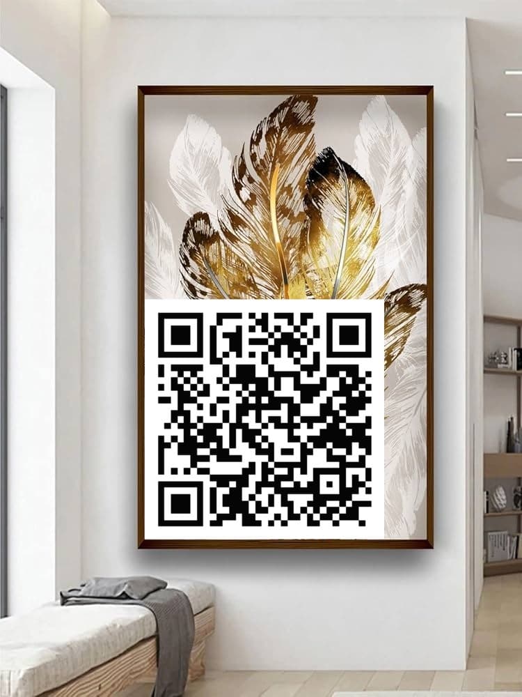 Zoomed detail of handcrafted gold-leaf feather piece